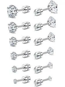 Hypoallergenic Flat Back Earrings, 20g Rhinestone Design, Available in Silver & 14k, Ideal for Sensitive Ears