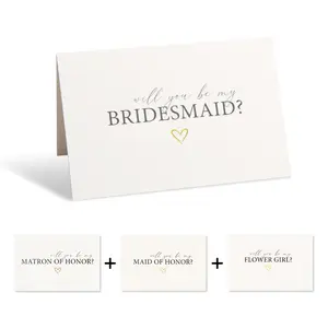 Will You Be My Bridesmaid Card Set of 12 - 8 Bridesmaid, 2 Maid of Honor, 1 Matron of Honor, 1 Flower girl with Envelopes and Sealing Stickers