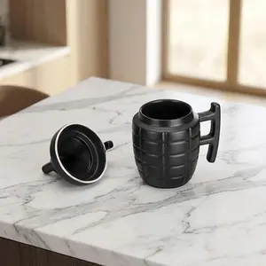 Creative Hand Grenade Mug with Dust Cover, High-Quality Ceramic, Durable and Fade-Resistant, Ideal for Daily Use, Gift-Ready