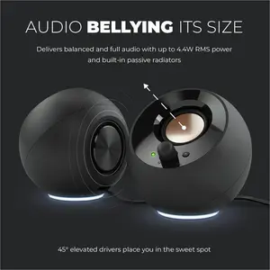 Creative Pebble SE Minimalist 2.0 USB-C Powered PC Speakers with RGB Lighting?, 3.5 mm AUX-in, Up to 4.4W RMS Power for Computers and Laptops (Black)