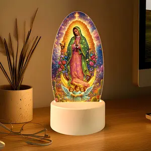 Starlight Angel Guadalupe Virgin Mary Night Light, USB Plug-In Single Color Warm Light, Ideal for Bedroom Ambiance, Ambient Night Lights, Home Decor Lighting