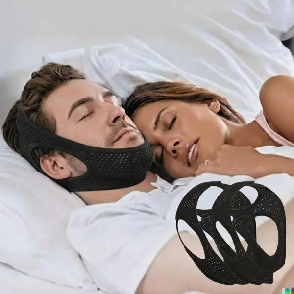 2-Pack Adjustable Anti-Snoring Chin Strap for Men & Women, Black Breathable Style Moisture-Wick Triangle Mouth Support Band, Lightweight Comfortable Facial Care Accessory for Home & Travel Use