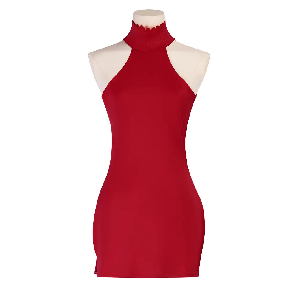 Nami Red Off Shoulder Tight Dress Cosplay Costume Set with Neck Ornament for Comic Con