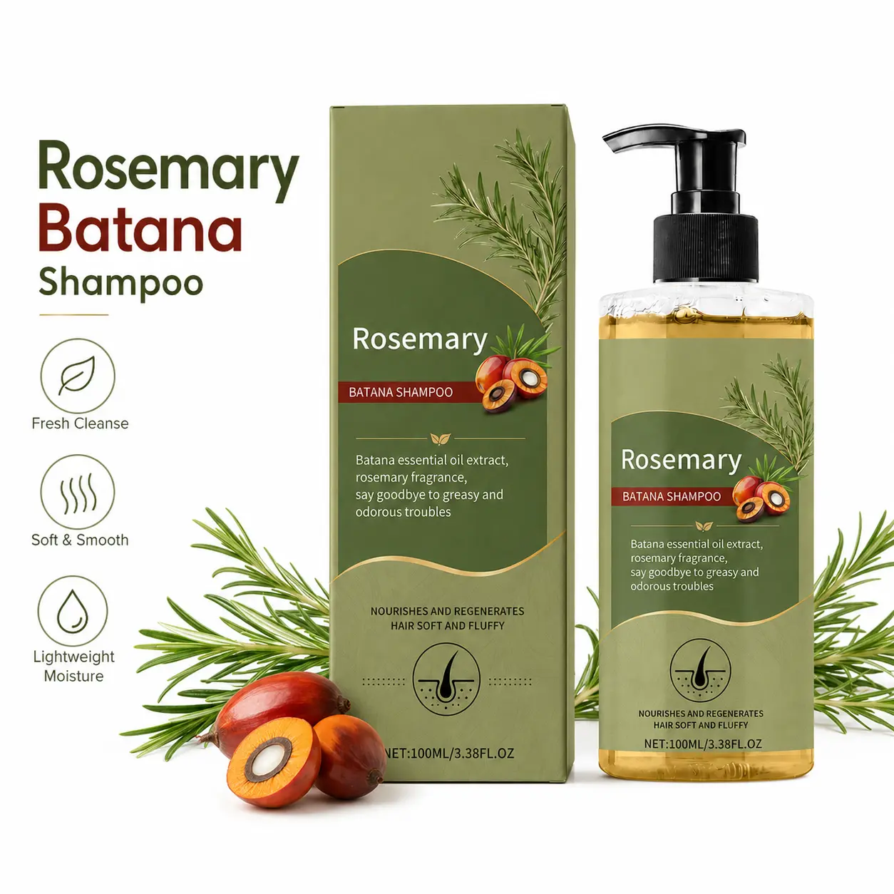 Rosemary Shampoo – Moisturizing Scalp Cleanser for Stronger-Looking Hair, Helps Soothe Dry Scalp Discomfort, Daily Hair Care for Men & Women, 3.38 fl oz