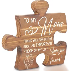 Mom Thank You Gift Puzzle Plaque Sign from Daughter or Son, Desk Decor for Mother's Day, Birthday, Christmas, Sentimental Keepsake for Mom from Kids