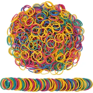 Rubber Bands, Small Mini Elastic Bands, Yellow, Blue, Green, Red, 1300 pcs, 1.2 inch, Office Supplies, Home, Inside Diameter 0.63 in (Multicolour)