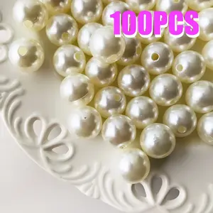 100 Pieces Round Large Hole Beads Handmade DIY Jewelry Accessories for Crafting Necklaces Bracelets Earrings