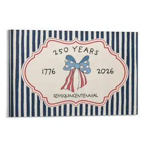 USA 250th Anniversay Wall Art 250 Years of Freedom Poster Patriotic Independence Day Poster 4th of July  Retro American Ribbon Decor
