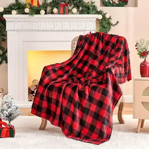 Classic Plaid Flannel Blanket, Vintage British Style, Multiple Sizes Available, Ideal for Bedroom and Sofa Decor, Perfect Christmas Gift