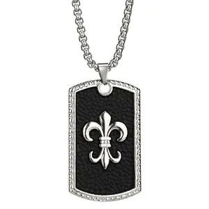 HN059:Hip-Hop Style Necklace,Fleur De Lis Pendant Necklace for Women And Men