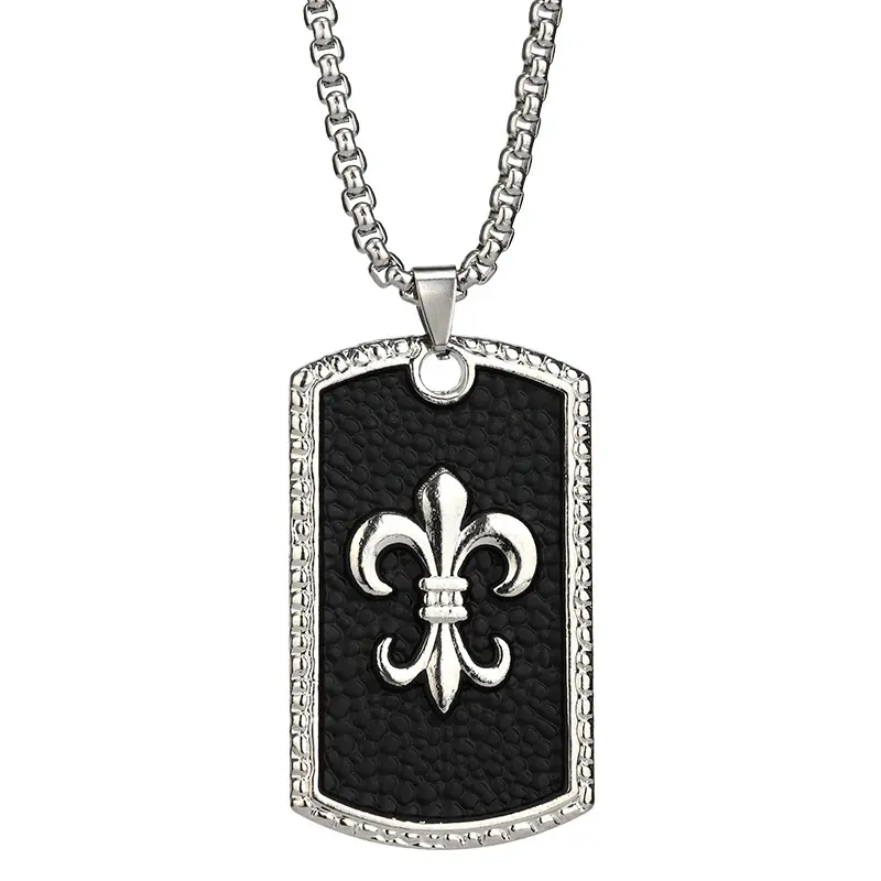 HN059:Hip-Hop Style Necklace,Fleur De Lis Pendant Necklace for Women And Men