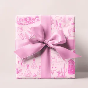 Pink Toile Western Wrapping Paper Roll