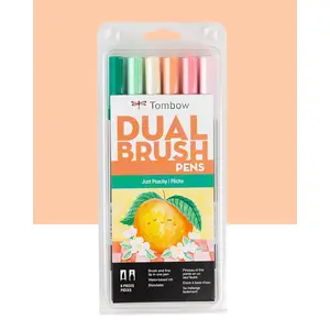 Just Peachy Dual Brush Pen Art Markers 6-Pack