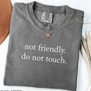 Comfort Colors Not Friendly Do Not Touch T-Shirt, Sarcastic Quote Tee, Funny Adult Humor Graphic T-shirt, Trendy Quote Gift Idea