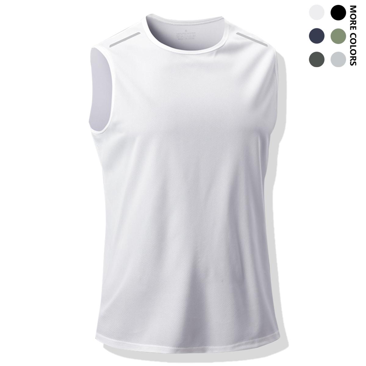 6pcs Set Summer Ice Sliky Fiber Fabric Men's Sleeveless T-Shirt Sports Quick-Dry Vest New Breathable Stretch Tank Top