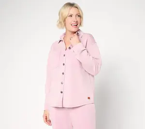 Peace Love World French Terry Button Front Shirt