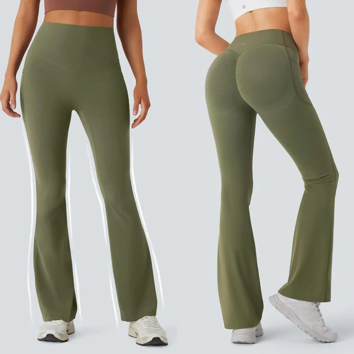 Sports Leggings High Waisted Scrunch Butt Lifting Tummy Control Pocket Shaping Yoga Bootcut Leggings,UltraSculpt Breathable, S-2XL Fabric