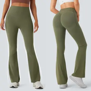 Sports Leggings High Waisted Scrunch Butt Lifting Tummy Control Pocket Shaping Yoga Bootcut Leggings,UltraSculpt Breathable, S-2XL Fabric