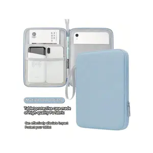 Tablet Sleeve, Tablet Sleeve Pouch - Solid Color, Portable Style, Fits Tablets Up to 10.9 Inches, Shockproof PU Leather Case for 12.9/10.9 Inch iPads, with Wrist Strap, Multi Compartments, Card Reader Compatibility, Stitching