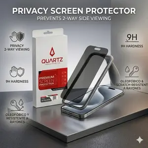 2-Pack Durable Hard Quartz Anti-Spy Privacy Screen Protector Accessory for 16/17 Pro Max Smartphones, Shockproof Filter