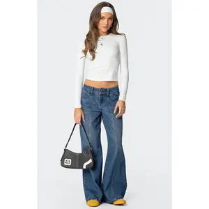 Edikted Women's Charlie Panel Stitch Low Rise Jeans