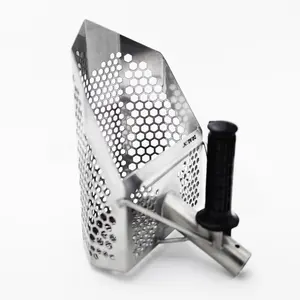 DragonXT Titan Extra Large Premium Stainless Steel Beach Sand Scoop with Front Handle and Long Handle Mount