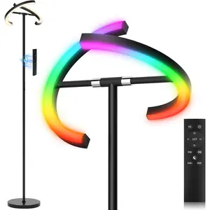 RGBCW Floor Lamp, Color Changing Standing Lamp, Modern Stepless Dimmable LED Floor Light Tall Lamp with Remote Control, 20W 3000-6000K Rotatable Floor Lamps for Living Room, Bedroom, Office