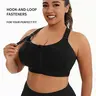 [Plus Size] Criss Cross Zipper Front Sports Bra, Solid Adjustable Strap Wireless Sports Bra, High Stretch Yoga Bra, Women's Sport & Outdoor Clothing for Indoor Outdoor Wear, Sporty Workout Bra #GLOBAL PICKS