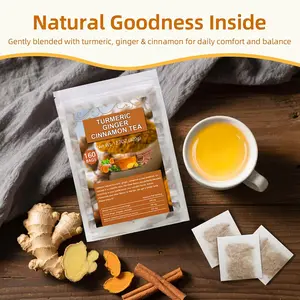 Bulk 160 Count Turmeric Ginger Cinnamon Tea | All-Natural Herbal Blend Bags | Caffeine-Free, Vegan, Zero Sugar & Gluten-Free
