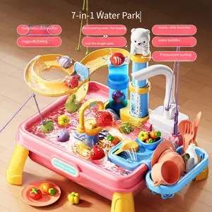 Water Pressure Washing Machine Kitchen Sink Set, Fishing Play Water Toy, Boy Girl Birthday Festival Gift