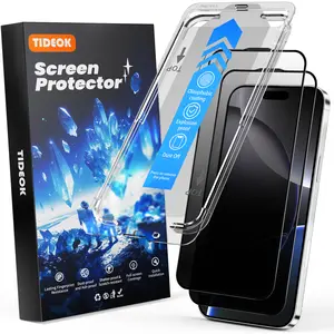 Privacy-protection tempered glass screen protector for iPhone—crystal clear, shock-resistant, and durable; a premium screen protection accessory. Available for various iPhone models.