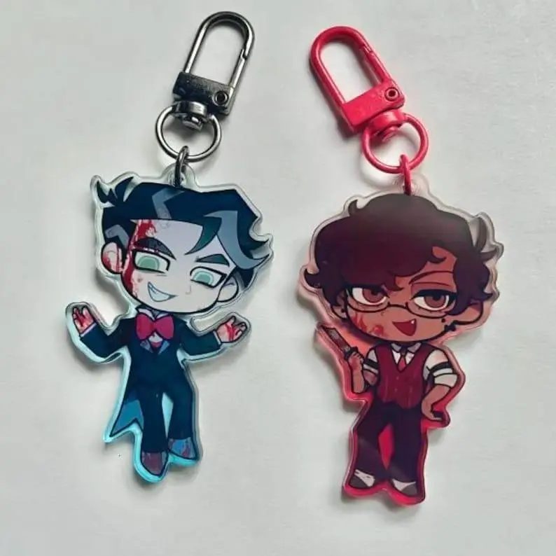 Murdermedia - Radiostatic Alastor x Vox Matching Keychains, Cute Anime Characters Acrylic Keychain, Kawaii Cute Acrylic Keychain Charms, Perfect Gift for Fans & Collectors