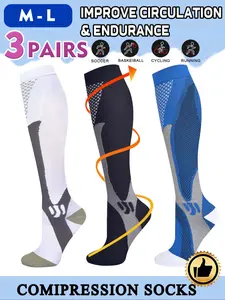 3 pairs of men's and women's compression socks with a compression rating of 15-20 mmHg in a knee-high design for running, performance and recovery, available in a range of colours to help improve circulation, Sports Socks, Athletic Socks