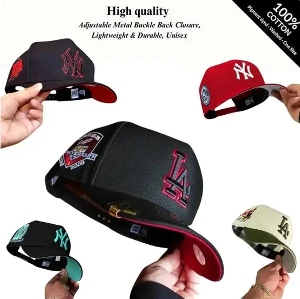 New Era MLB Baseball Cap Adjustable Strapback – Yankees Dodgers Curved Brim Hat, Premium Cotton Streetwear Cap for Men Women, Classic A Frame Structured Fit, Everyday Casual Urban Fashion, Lightweight Comfortable Outdoor Hat