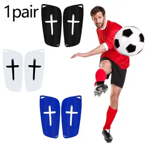 Cross Faith Football Shin Guards, Blue, Cross Pattern, High Impact Resistance, Ergonomic Design, Full Leg Protection