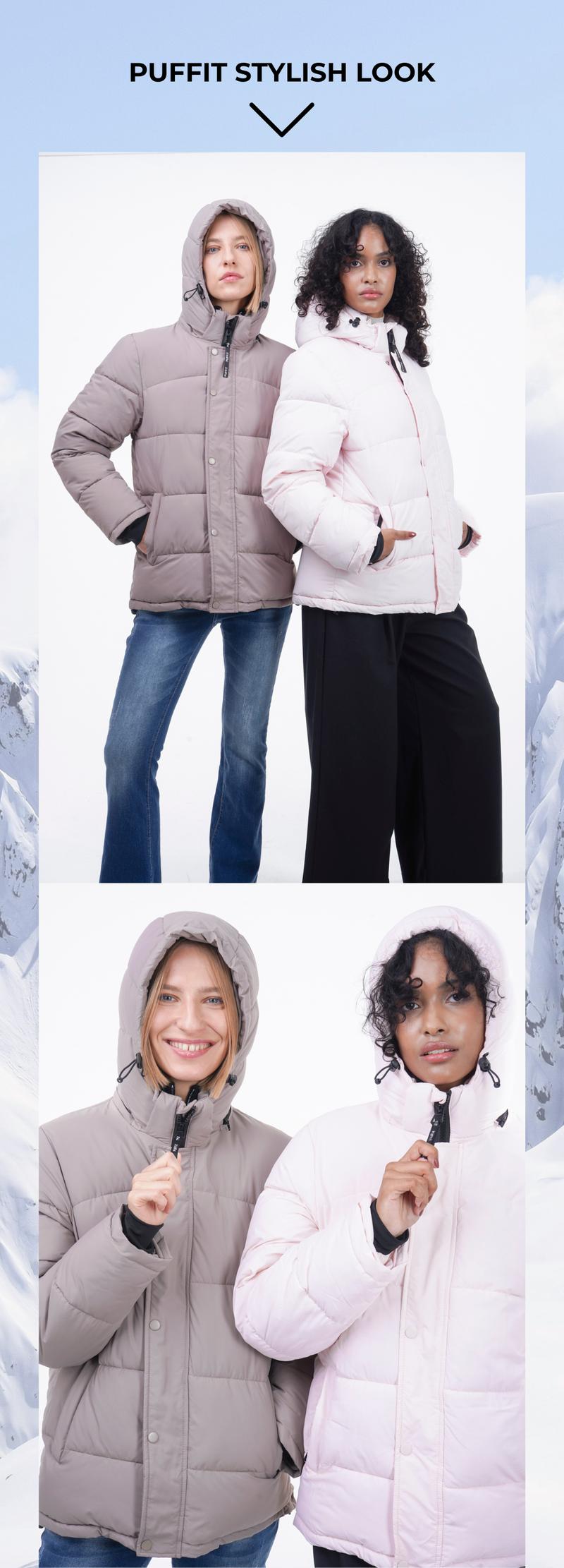 PUFFIT WarmCore Premium Detachable-Hood Puffer Jacket | Classic Lightweight Winter Coat, Windproof, Water-Repellent, Adjustable Drawstring Design