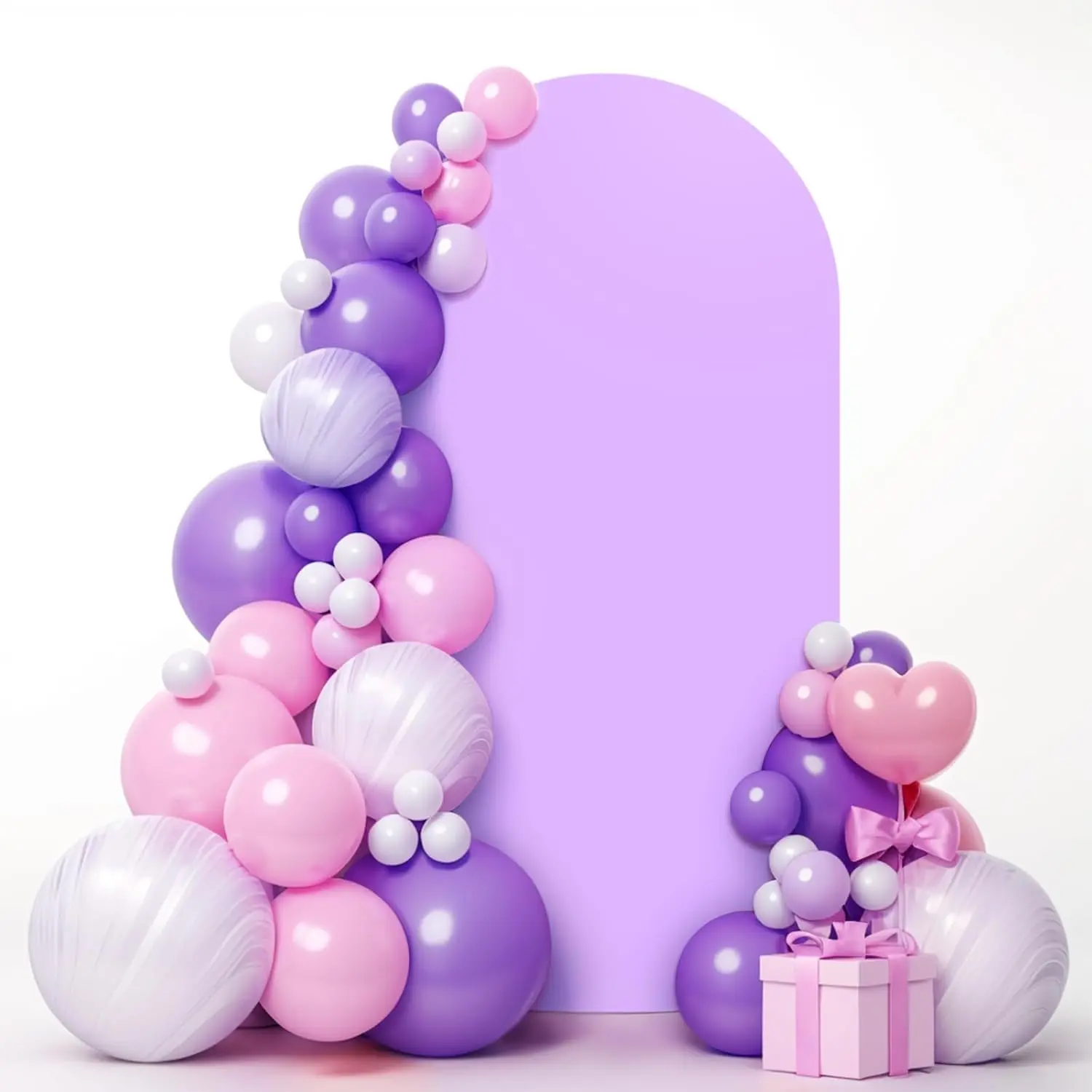 6.6ft Lavender Purple Minimalist Stretchy Double-Sided Spandex Arch Cover, Circular Archway Festive Backdrop & Banner for Baby Shower, Wedding Decorations Supplies