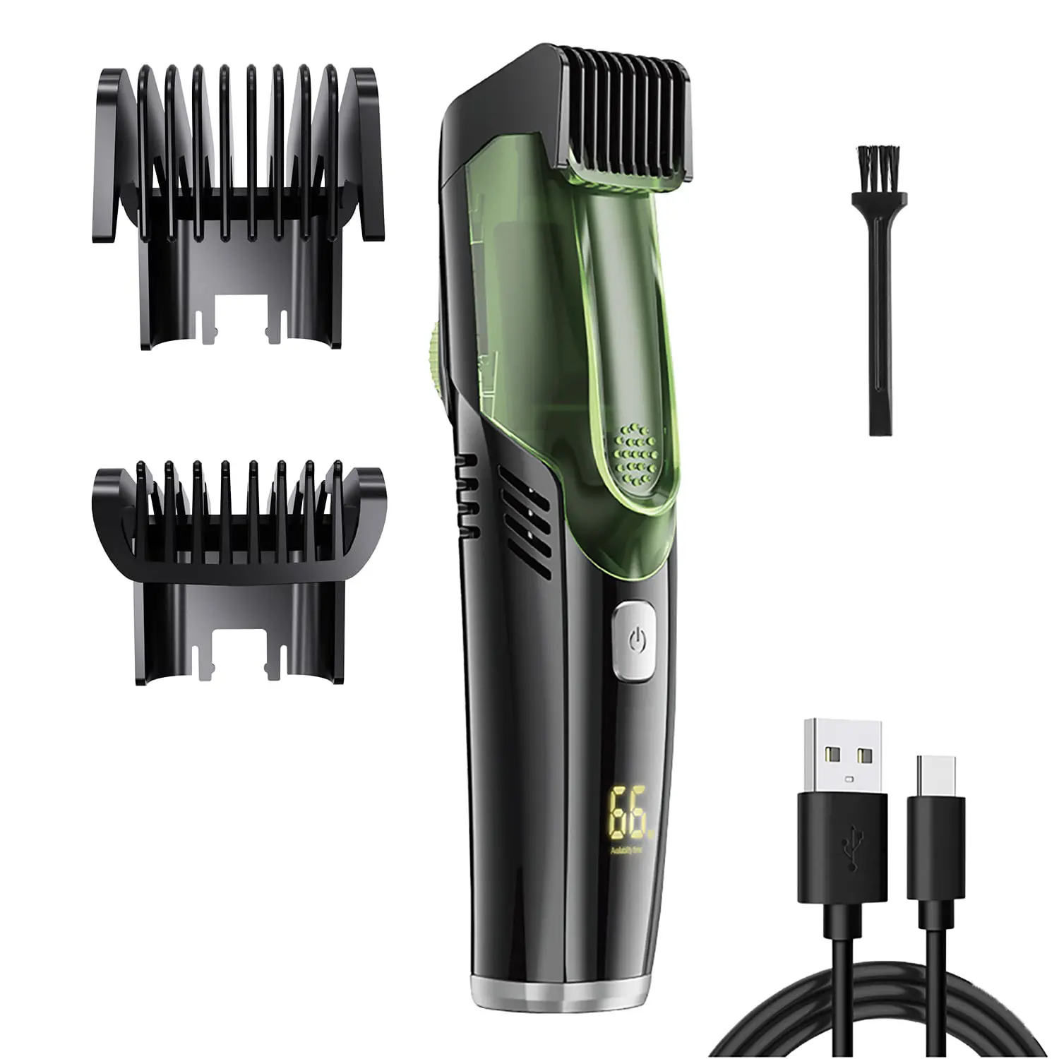 Cordless Vacuum Hair Clipper with Built-in Suction, IPX6 Waterproof Grooming Kit for Men & Children, Washable Trimmer with 20 Lengths, 90-Minute Runtime & USB Fast Charging, Wireless, Daily Care, Beard Trimming, Fastcharging, Yes, Cleansing, 1400Mah, 90 M