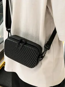 Men's Solid Color Structured Square Shoulder Bag, Adjustable Strap Crossbody Bag, Travel Holiday Essential, Student Backpack, Summer Gift