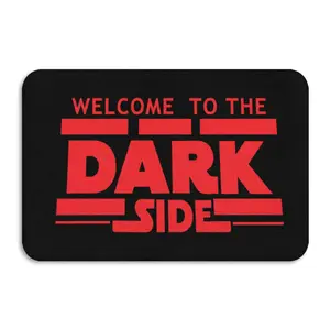 Welcome To The Dark Side Doormat with Black and Red Text Pattern All-Season Non-Slip Indoor Outdoor Entrance Floor Welcome Mat for Kitchen Bedroom Home Decor Fans Gift