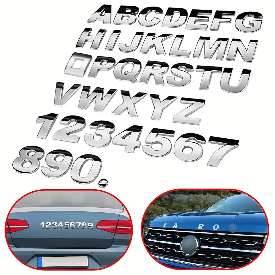 3D Chrome Decals for Cars - Vinyl Vehicle Emblems with Famous Car Logos, Numbers & Letters, Fit for All Vehicles, Durable Weather-Resistant Automotive Exterior Accessories, Car Decal Stickers, Vehicle Customization, Sleek Design, Highquality Print, Car Em