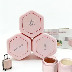Portable Magnetic Cosmetic Travel Storage Box Set of 3, Stacking Cream Sunscreen and Medicine Bottle Organizer, Leak-Proof Makeup Container