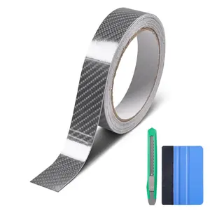 6D High Gloss Carbon Fiber Vinyl Wrap Tape, Chrome Delete Tape for   Detailing DIY  Door Edge Guard  Blackout Tape Roll (6D Grey, 1in x 30ft)