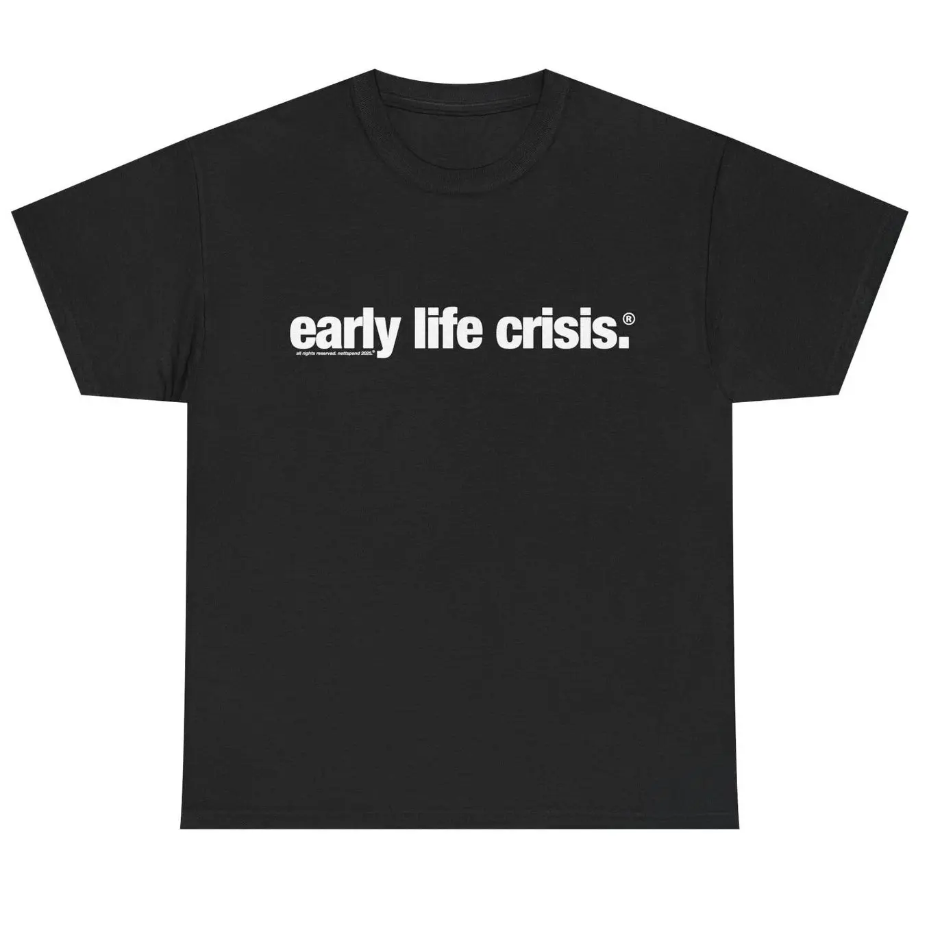 [SALE OFF 60%] Vintage Early Life Crisis Graphic Tee Retro Underground Rap Style Black Cotton Unisex T-Shirt Top