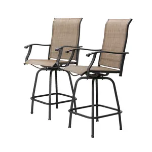 Top Space Patio Swivel Bar Stools - Set of 2, All Weather Garden Furniture Bar Dining Chair