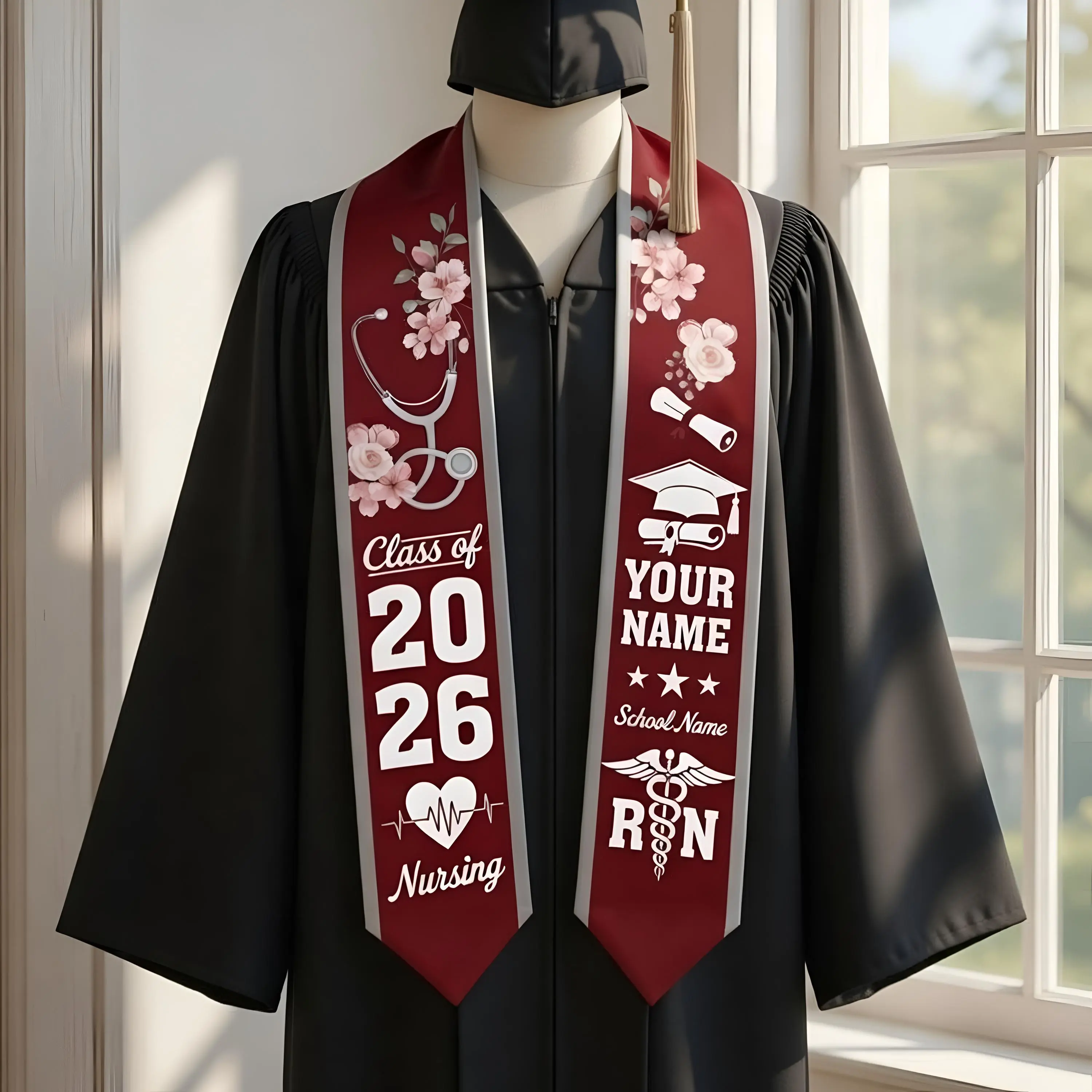 Customized Nursing Graduation Stole Sash 2026, Nursing Graduate, LPN Stole, Licensed Practical Nurse Stole, Nursing Stole Graduation 2026