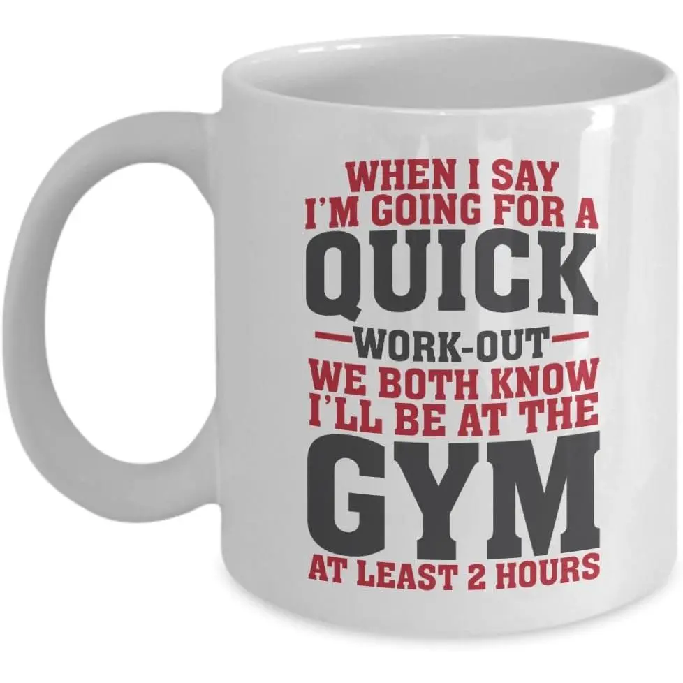 Stylish Funny Ceramic Coffee Mug - 11oz Glossy Drink Cup with Workout Slogan for Athletes, Dishwasher-Safe Camp Kitchen Graduation Gift, Fitness Lovers, Porcelain, Washable, Party, Funny Slogans, Print