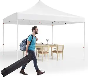 10x10 FT Heavy Duty Commercial Pop Up Canopy Tent with Portable Shelter Includes Roller Bag Stakes & Ropes for Outdoor Events Backyard Parties, Camping & Patio Use