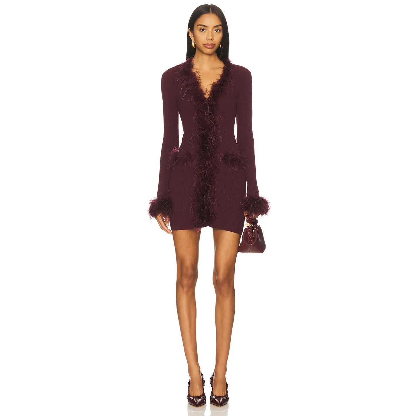 Lovers and Friends Rubia Feather Mini Dress in Plum