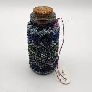 Blue & Silver Peyote Stitch Beadwork Bottle